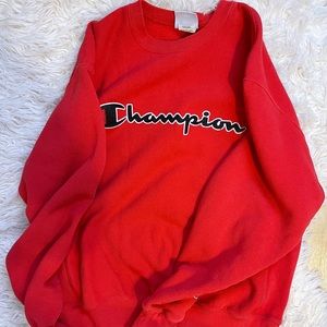 Champion Oversized Red Sweatshirt, WORN ONCE✨